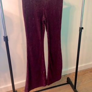 Ribbed maroon bell bottoms